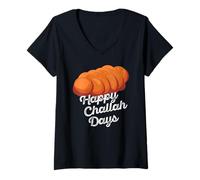 Donna Happy Challah Days Hanukkah Holidays Chanukkah Meme Maglietta con Collo a V