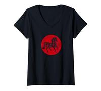 Donna Happy Chinese New Year Art 2026 Red Round Year of The Horse Maglietta con Collo a V