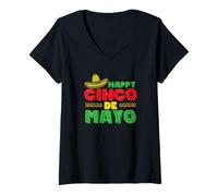 Donna Happy Cinco de Mayo Vacanze Messico America Maglietta con Collo a V