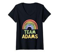 Donna Happy Colorful Team Adams Rainbow Pride Green Yellow Maglietta con Collo a V