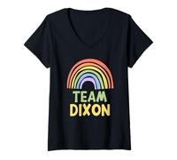 Donna Happy Colorful Team Dixon Rainbow Pride Green Yellow Maglietta con Collo a V