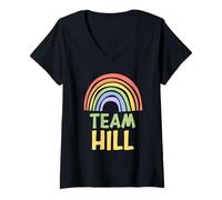 Donna Happy Colorful Team Hill Rainbow Pride Green Yellow Maglietta con Collo a V