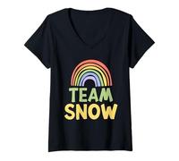 Donna Happy Colorful Team Snow Rainbow Pride Green Yellow Maglietta con Collo a V