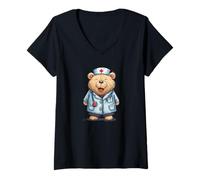 Donna Happy Doc Teddy Bear - Costume Grafico Maglietta con Collo a V
