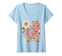 Donna Happy Easter Disco Dance Groovy Spring Celebration Maglietta con Collo a V
