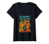 Donna Happy Face So Happy You Here Carine Donne Tornano A Scuola Maglietta con Collo a V
