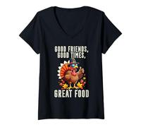 Donna Happy Friendsgiving Ringraziamento Amici Vacanza Amici Maglietta con Collo a V