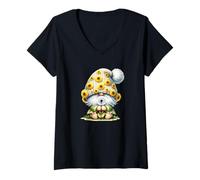 Donna Happy Gardening Gnome For Gardener Cute Dandelion Flower Maglietta con Collo a V