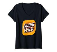 Donna Happy Going Wild Look in Colori Vivaci Maglietta con Collo a V