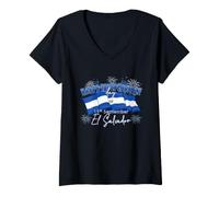 Donna Happy Independence 15 Settembre El Salvador Heritage Maglietta con Collo a V