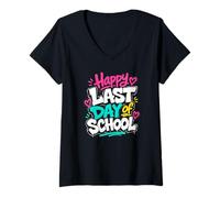 Donna Happy Last Day of School Maglietta con Collo a V