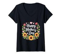 Donna Happy Mother's Day Mama Girasole per Moglie Mamma Mamma Nonna Maglietta con Collo a V