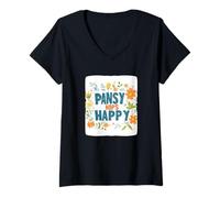 Donna Happy Pansy Costume per Giardiniere Maglietta con Collo a V