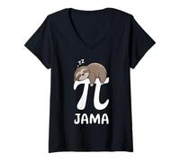 Donna Happy Pi Pajama PI 3.14 PI Number Symbol Sloth Maglietta con Collo a V