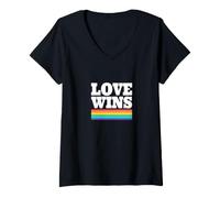 Donna Happy Pride Month - Love Wins - LGBTQ+ Maglietta con Collo a V