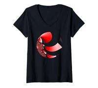 Donna Happy Red Fractimage! Arte matematica Mandelbrot Fractal Art Maglietta con Collo a V