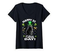 Donna Happy St Catricks Day Cat St Patricks Day Lucky Charm Cats Maglietta con Collo a V