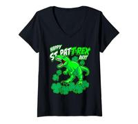 Donna Happy St Pat Trex Day Dino St Patricks Day per Bambini e Ragazzi Maglietta con Collo a V