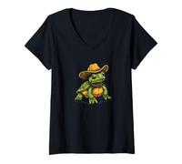 Donna Happy Turtle Cowboy Outfit per gli amanti delle tartarughe e dei cowboy Maglietta con Collo a V