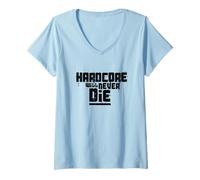 Donna Hardcore Non morirà mai, Raver Originale, Amore Raving, Rave Maglietta con Collo a V
