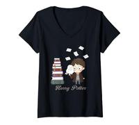 Donna Harry Potter And Hedwig Letters for Hogwarts Maglietta con Collo a V