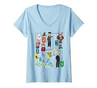 Donna Harry Potter Cute Icons Maglietta con Collo a V