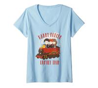 Donna Harry Potter Family Trip Hogwarts Express Maglietta con Collo a V