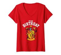 Donna Harry Potter Gryffindor Birthday Maglietta con Collo a V