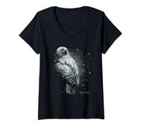 Donna Harry Potter Hedwig Snow Maglietta con Collo a V