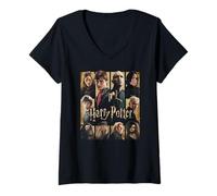 Donna Harry Potter Heroes Villains Squares Maglietta con Collo a V