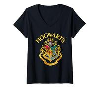 Donna Harry Potter Hogwarts Arch Crest Maglietta con Collo a V