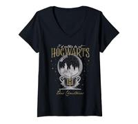 Donna Harry Potter I'd Rather Stay At Hogwarts Natale Maglietta con Collo a V