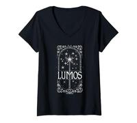 Donna Harry Potter Lumos Happiness Can Be Found Maglietta con Collo a V