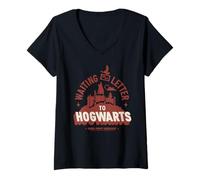 Donna Harry Potter Nuovo Design 2025 Lettera in Attesa a Hogwarts Maglietta con Collo a V