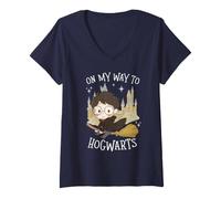 Donna Harry Potter On My Way To Hogwarts Maglietta con Collo a V