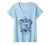 Donna Harry Potter Ravenclaw One Color Crest Maglietta con Collo a V