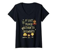Donna Harry Potter Return To Hogwarts Maglietta con Collo a V
