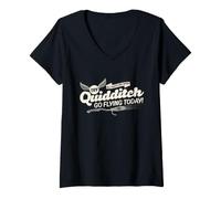 Donna Harry Potter Try Quidditch Go Flying Today Maglietta con Collo a V