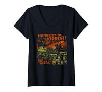 Donna Harvest of Horror Mais Maze Movie Poster Vintage Halloween Maglietta con Collo a V