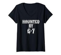 Donna Haunted By 6 7 Halloween Funny Six Seven Meme Gen Alpha Z 67 Maglietta con Collo a V