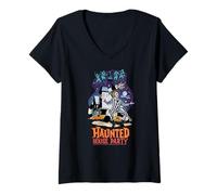 Donna Haunted House Party Beetle Succo Vibes Maglietta con Collo a V