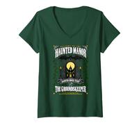 Donna Haunted House Staff The Groundskeeper - Costume di Gruppo Coordinato Maglietta con Collo a V