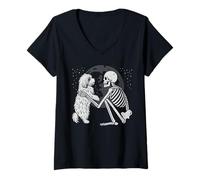 Donna Havanese Dog Skeleton Moon Halloween Dog Lover Maglietta con Collo a V