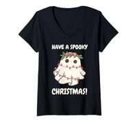 Donna Have A Spooky Christmas! Costume da Fantasma Carino Maglietta con Collo a V