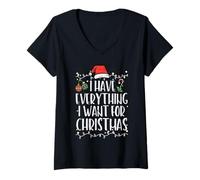 Donna Have Everything I Want Christmas Match Uomo Donna Bambini Maglietta con Collo a V