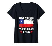Donna Have No Fear The Chilean is Here Chile Flag Maglietta con Collo a V