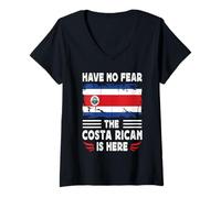 Donna Have No Fear The Costa Rican is Here Costa Rica Flag Maglietta con Collo a V