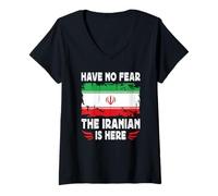 Donna Have No Fear The Iranian is Here Iran Flag Maglietta con Collo a V