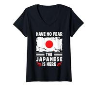 Donna Have No Fear The Japanese is Here Japan Flag Maglietta con Collo a V