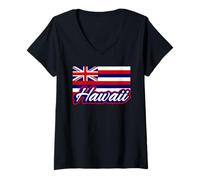 Donna Hawaii Flag The Aloha State Uomini Donne Bambini Hawaii Maglietta con Collo a V